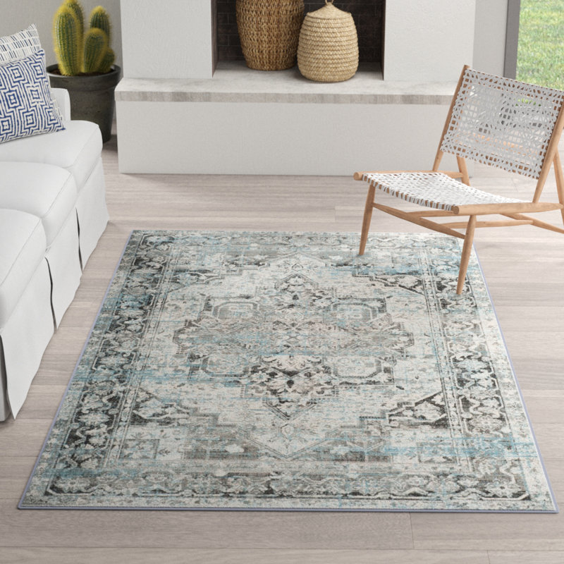 Mistana Norwood Oriental Blue/Gray Area Rug & Reviews Wayfair